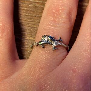 Silver Dolphin Ring with Crystal Accents